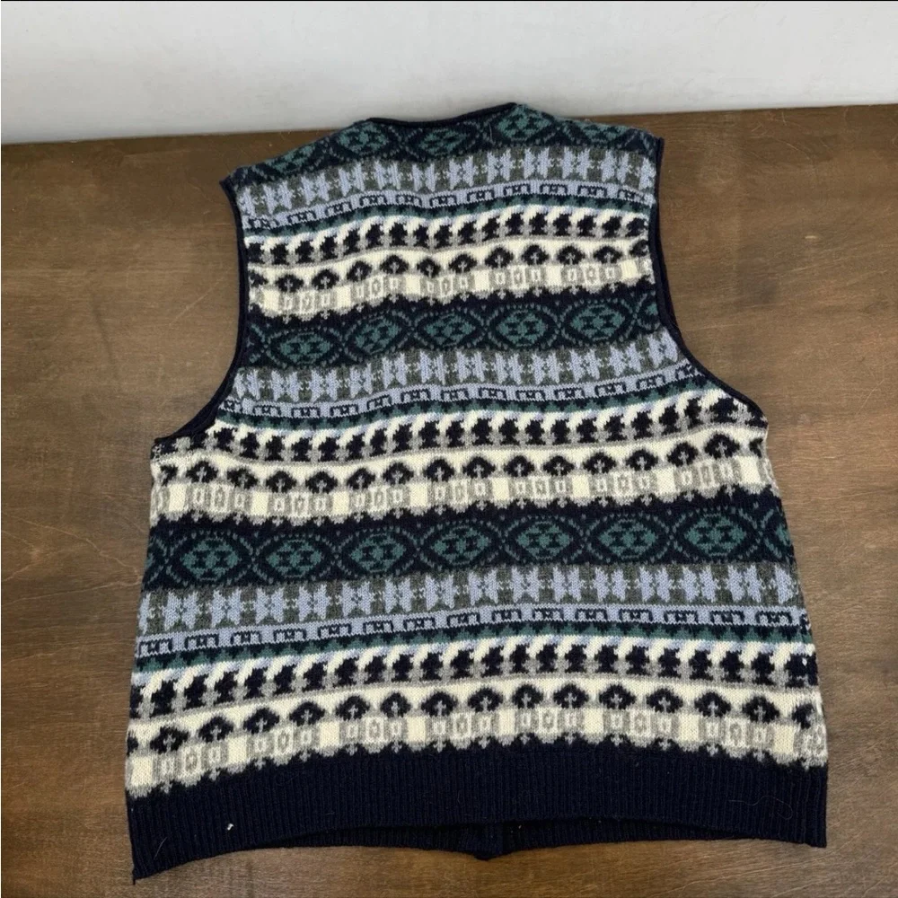Vintage BP Nordstrom Sweater Vest Fair Isle Multi Striped Lambswool Medium - Picture 8 of 8